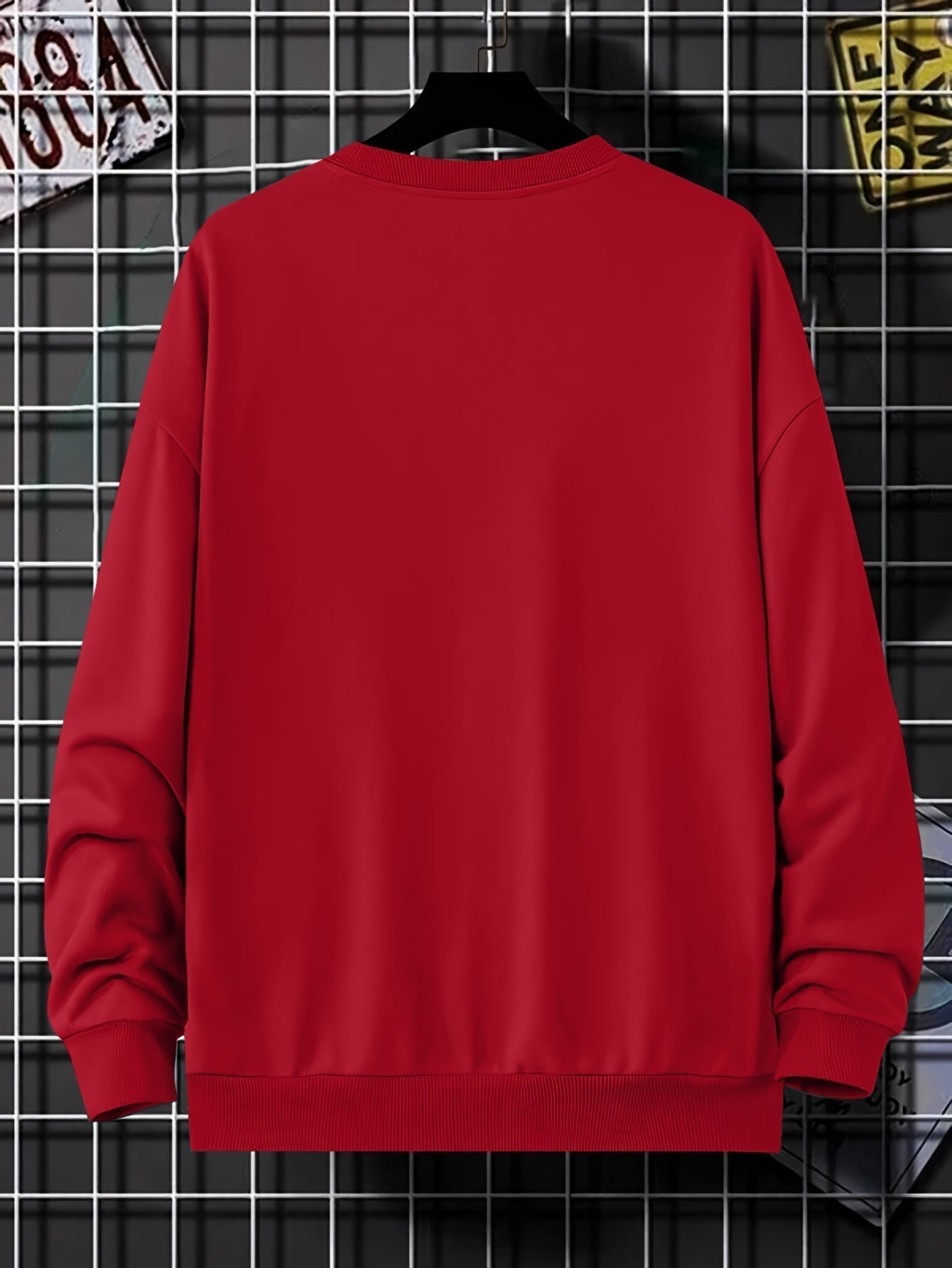 Men's Sweatshirt - Round Neck - Print - Oversized Sweatshirt - Oversized Pullover
