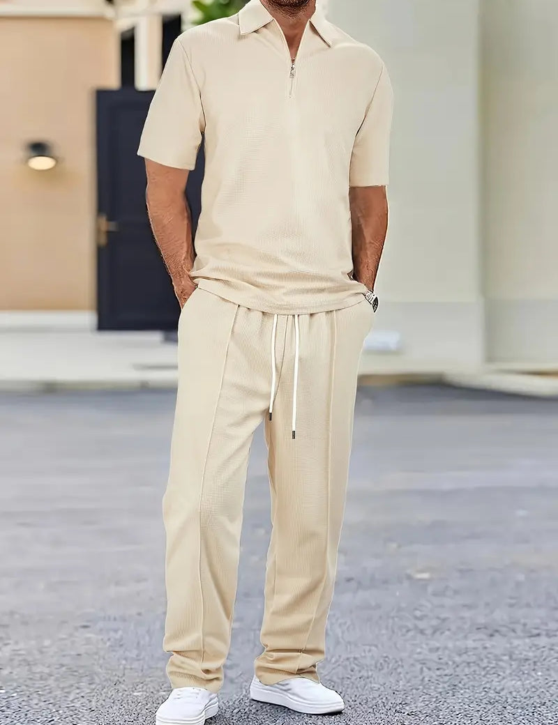 Shirt and Pants Set - Short Sleeve - Polo Shirt - Two-Piece Set - Men's Clothing