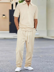 Shirt and Pants Set - Short Sleeve - Polo Shirt - Two-Piece Set - Men's Clothing