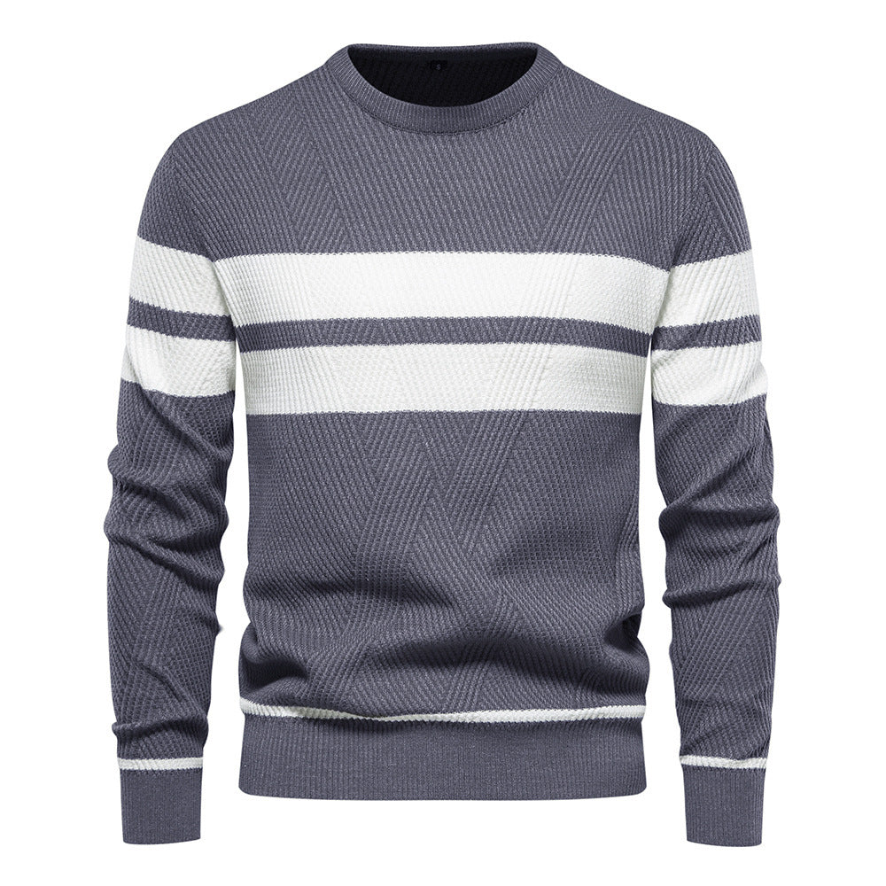 Men's Jumper - Round Neck - Striped - Knitted Sweater - Men's Clothing