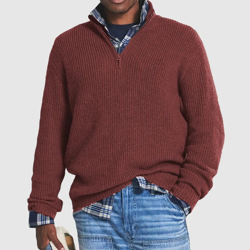 Quarter Zip Jumper | Knitted | Loose Fit | Half Zip Pullover | Men's Quarter Zip Sweaters
