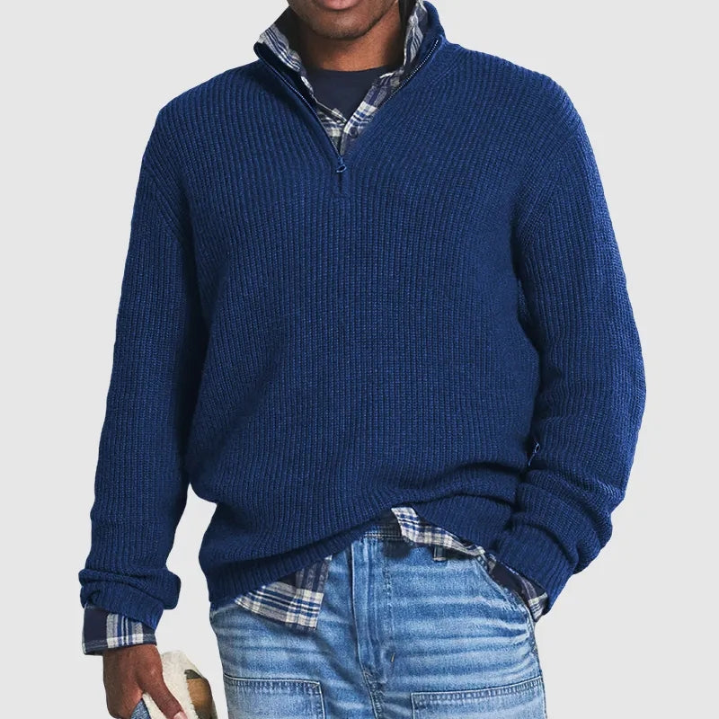 Quarter Zip Jumper | Knitted | Loose Fit | Half Zip Pullover | Men's Quarter Zip Sweaters