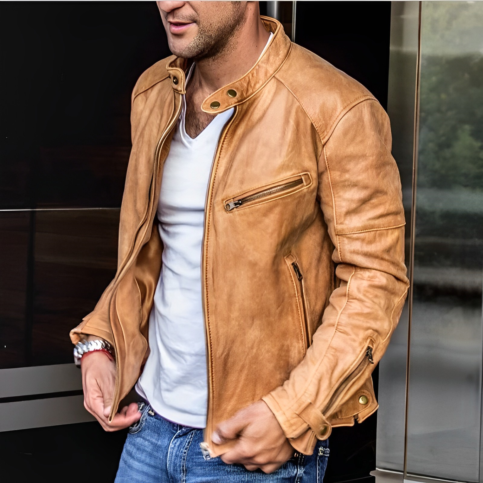 Leather Jacket - Zip-Up - Vintage - Biker Jacket - Men's Leather Jackets