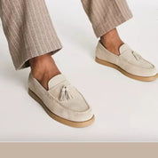 Suede Loafers - Men's Non Slip Beige Tassel Loafer Shoes