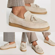 Suede Loafers - Men's Non Slip Beige Tassel Loafer Shoes