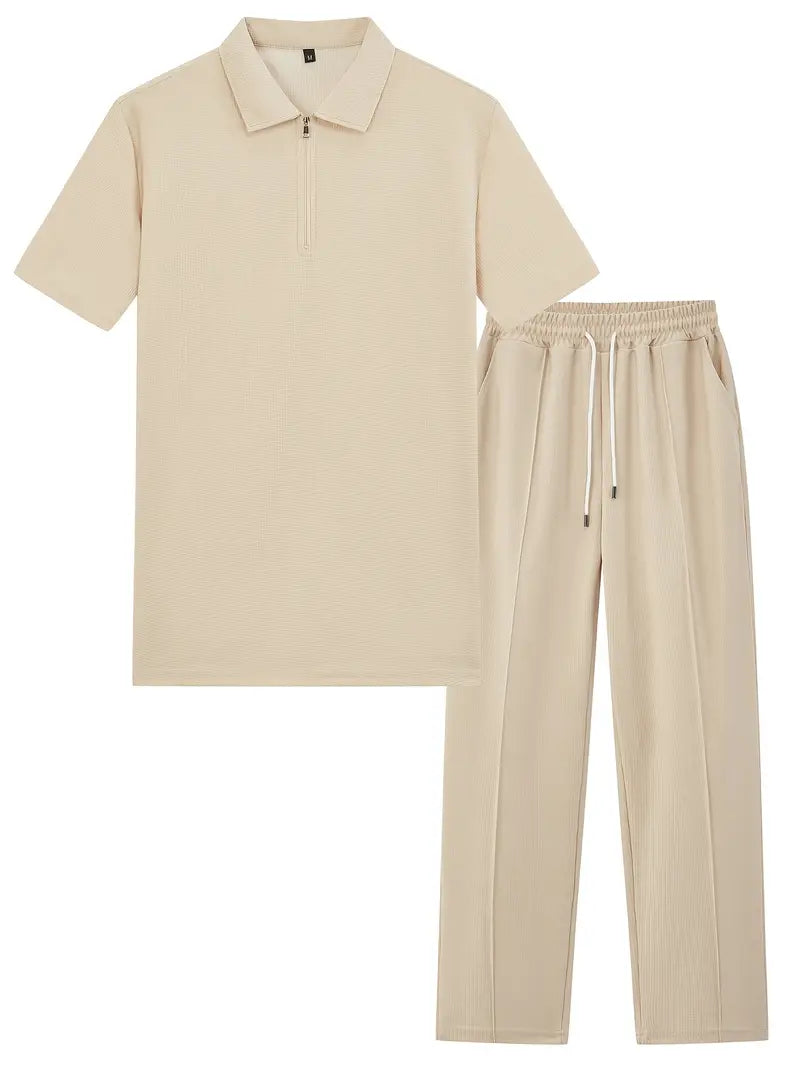 Shirt and Pants Set - Short Sleeve - Polo Shirt - Two-Piece Set - Men's Clothing