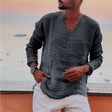 V-Neck Shirt - Men's Lightweight Loose Fit Long Sleeve T-Shirt