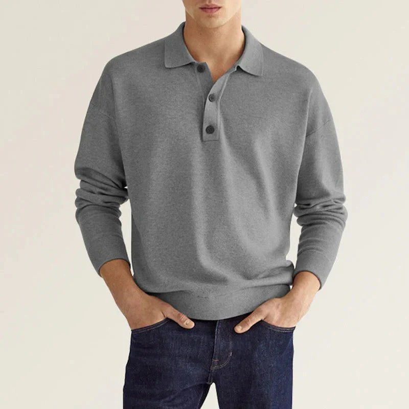 Polo Sweatshirt - Collared - Long Sleeve - Polo Jumper - Men's Clothing