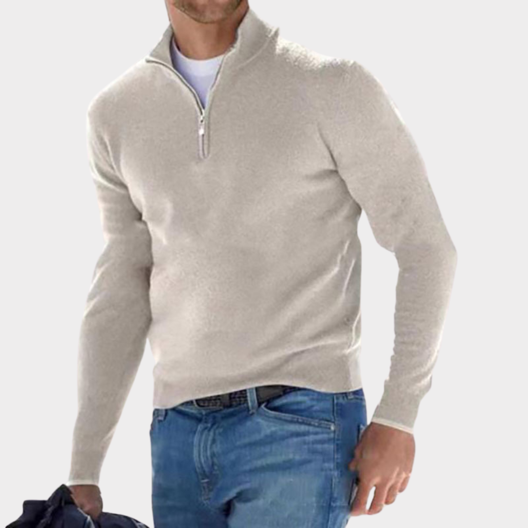 Quarter Zip Jumper - Long Sleeve - Half Zip - Polo Jumper - Men's Quarter Zip Sweaters