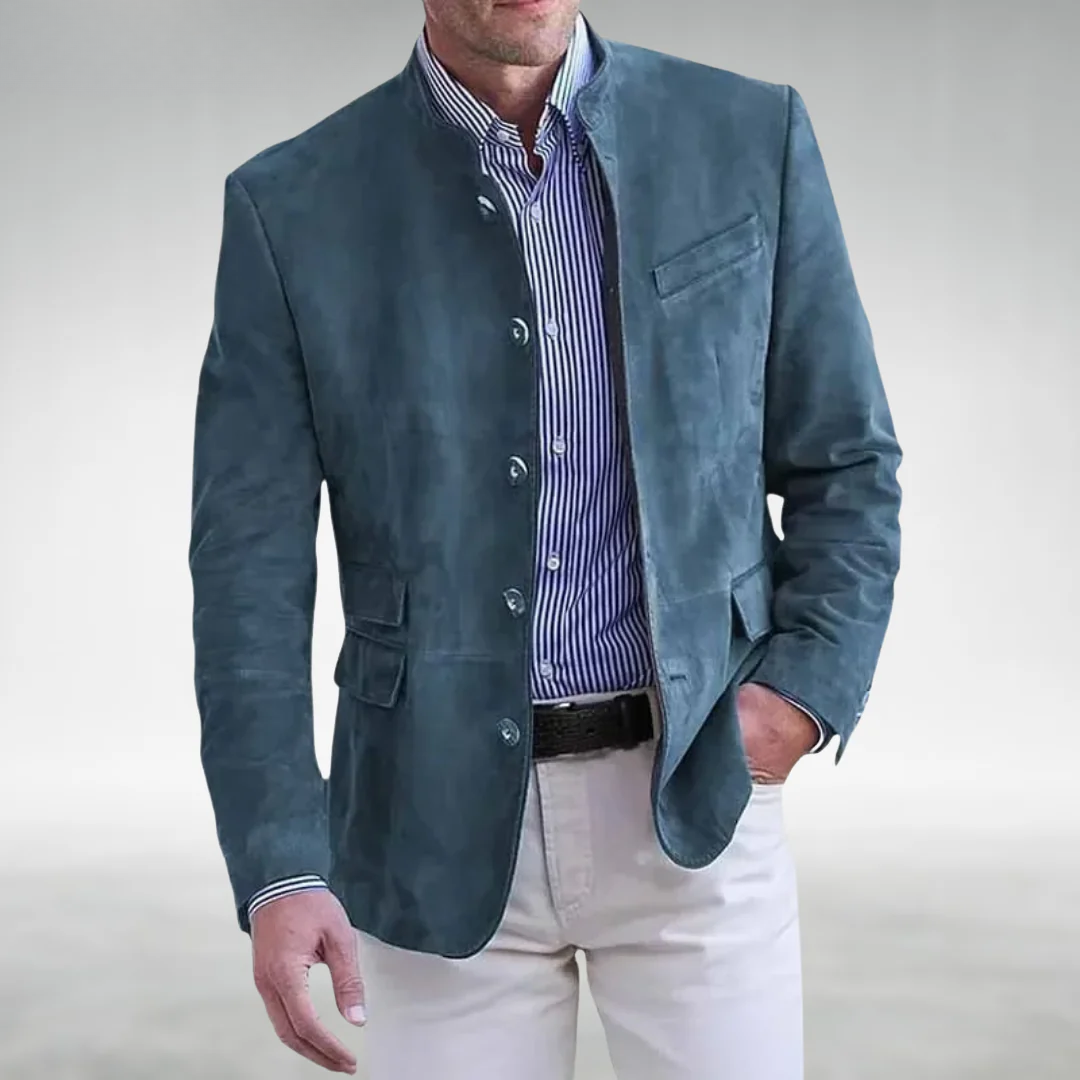 Suede Blazer - Men's Stylish Single Breasted Blazer Jacket