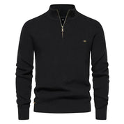 Half Zip Jumper - Cotton - Warm - Knitted Jumper - Men's Quarter Zip Sweater