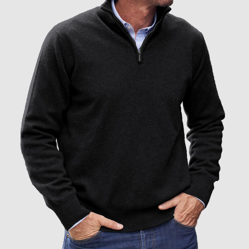 Quarter-Zip Jumper - Men's Casual Half-Zip Pullover Sweater