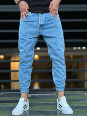 Denim Joggers - Loose Fit - Light Blue - Jogger Jeans - Men's Jeans