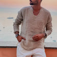 V-Neck Shirt - Men's Lightweight Loose Fit Long Sleeve T-Shirt