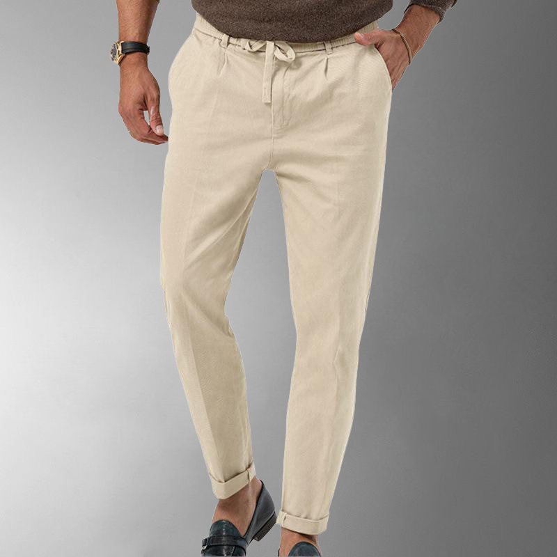 Linen Trousers - Men's Leisure Drawstring Linen Pants for Summer