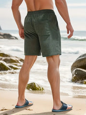 Cord Shorts - Men's Elastic Waist Corduroy Summer Shorts