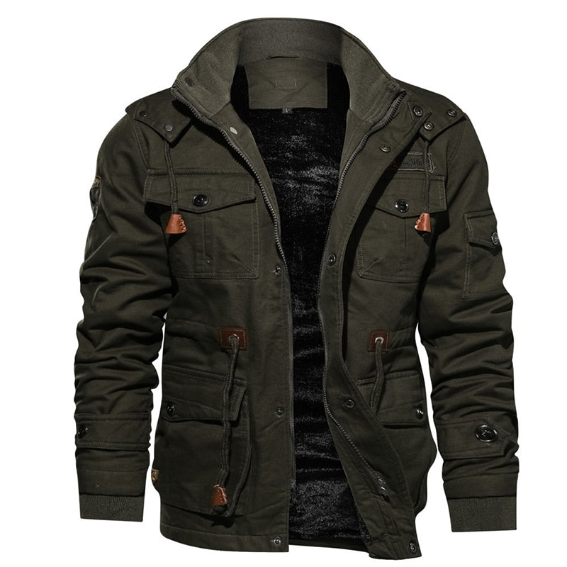 Cargo Jacket - Men's Casual Hooded Fleece Lined Jacket