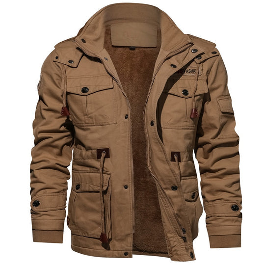 Cargo Jacket - Men's Casual Hooded Fleece Lined Jacket