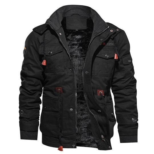 Cargo Jacket - Men's Casual Hooded Fleece Lined Jacket