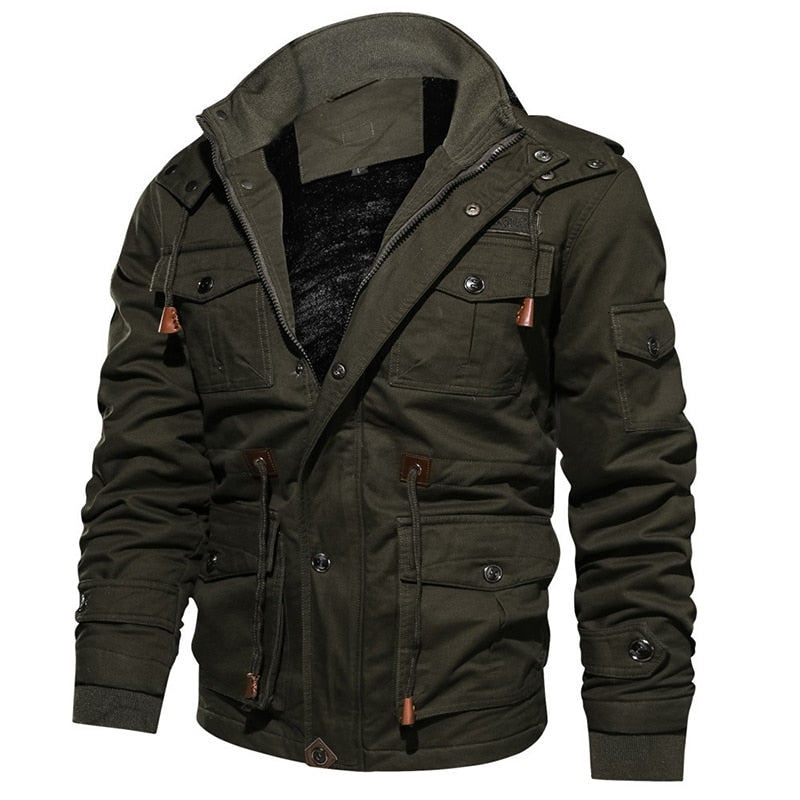 Cargo Jacket - Men's Casual Hooded Fleece Lined Jacket