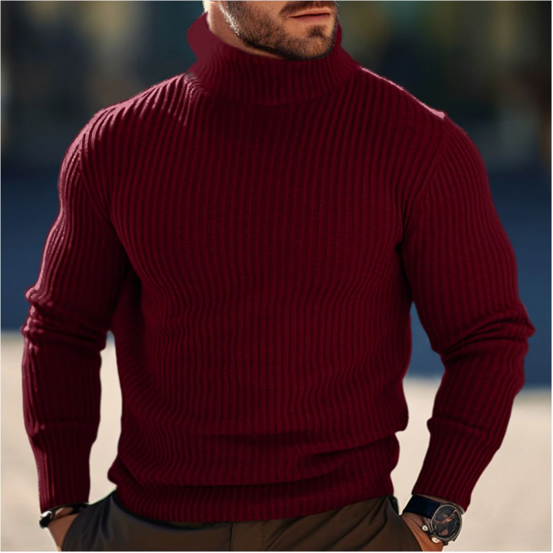 Roll Neck Jumper - Long Sleeve - Turtleneck - Knitted Sweater - Men's Jumper