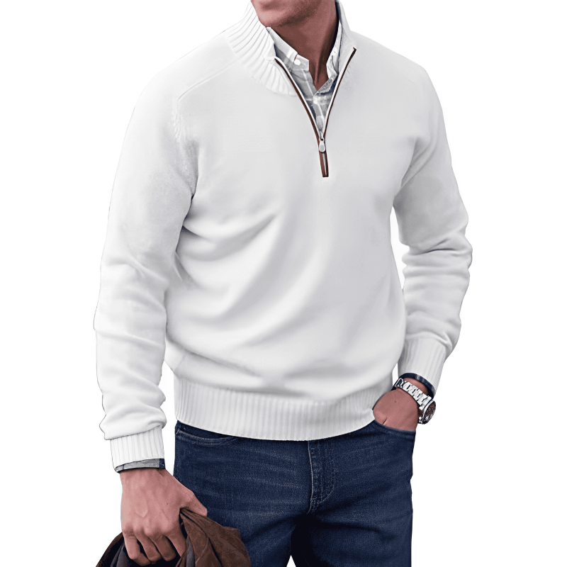 Mens Quarter Zip Jumper - Winter - Pullover - Knitted jumper - Mens Half Zip Sweater