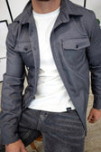 Overshirt - Men's Long Sleeve Button-Up Shirt with Breast Pockets
