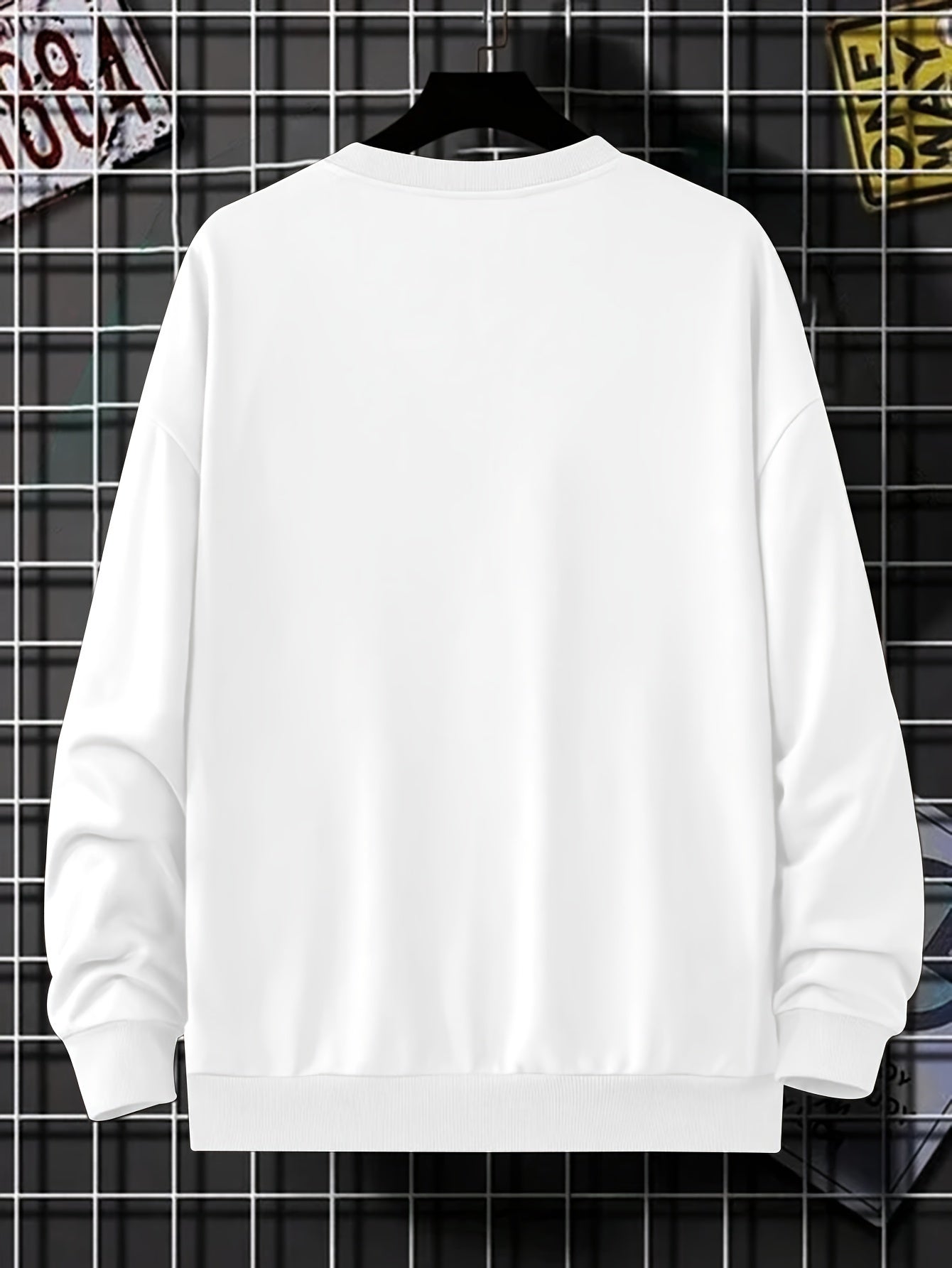 Men's Sweatshirt - Round Neck - Print - Oversized Sweatshirt - Oversized Pullover