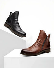 Leather Boots - Stylish - Zipper - Ankle Boots - Men's Boots