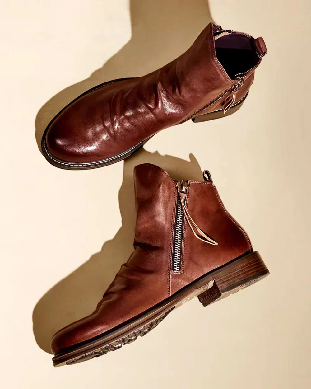 Leather Boots - Stylish - Zipper - Ankle Boots - Men's Boots