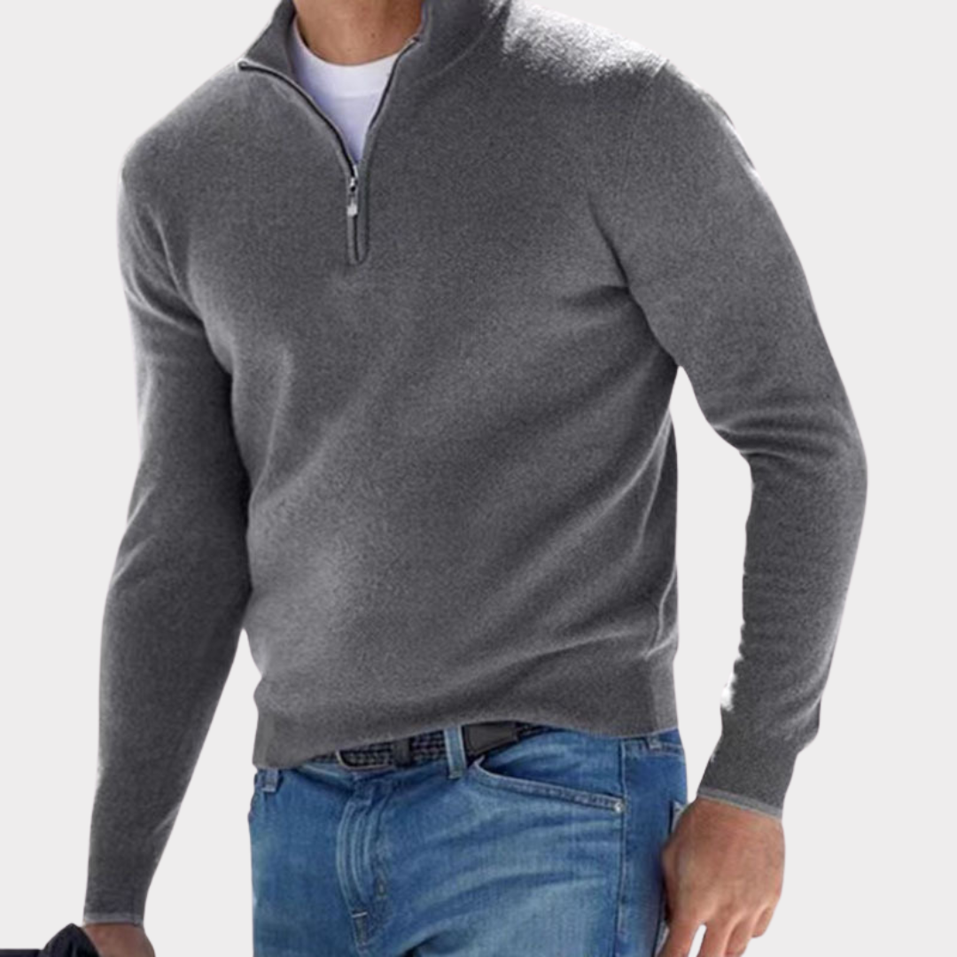 Quarter Zip Jumper - Long Sleeve - Half Zip - Polo Jumper - Men's Quarter Zip Sweaters