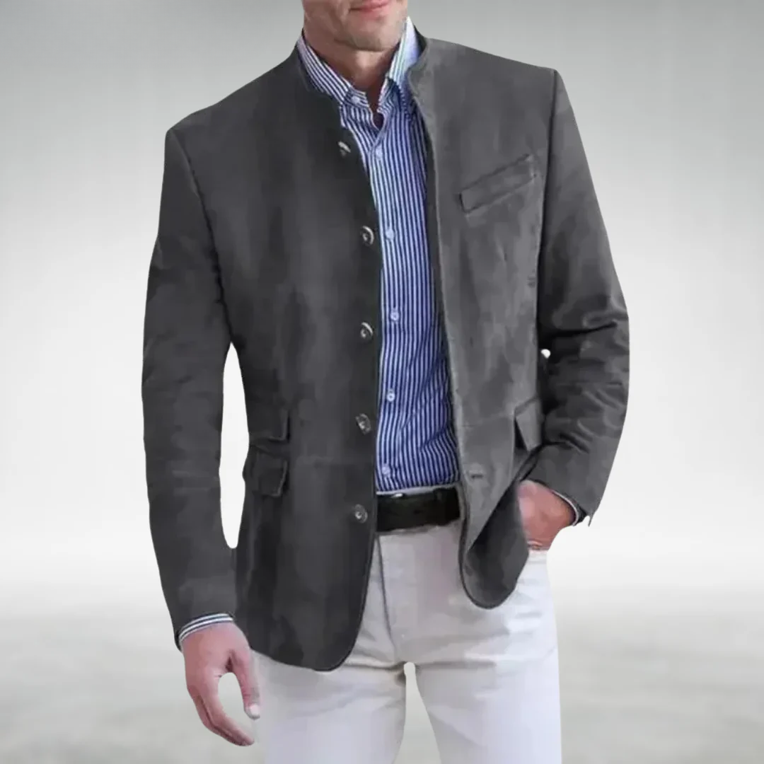 Suede Blazer - Men's Stylish Single Breasted Blazer Jacket