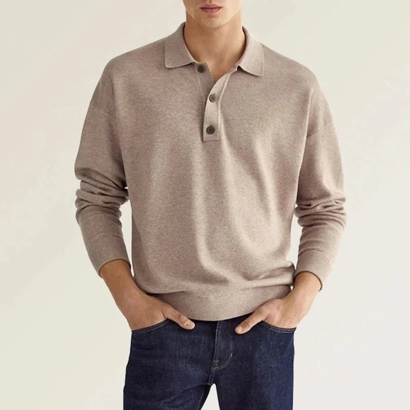 Polo Sweatshirt - Collared - Long Sleeve - Polo Jumper - Men's Clothing
