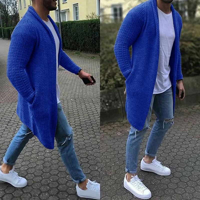 Knitted Cardigan | Casual | Open Front | Long Cardigan | Men's Cardigan