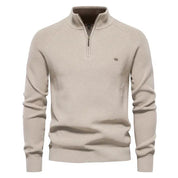 Half Zip Jumper - Cotton - Warm - Knitted Jumper - Men's Quarter Zip Sweater