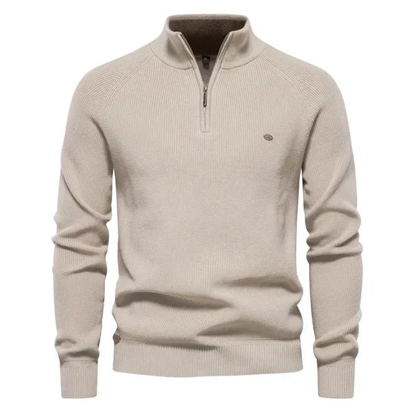 Half Zip Jumper - Cotton - Warm - Knitted Jumper - Men's Quarter Zip Sweater