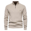 Half Zip Jumper - Cotton - Warm - Knitted Jumper - Men's Quarter Zip Sweater