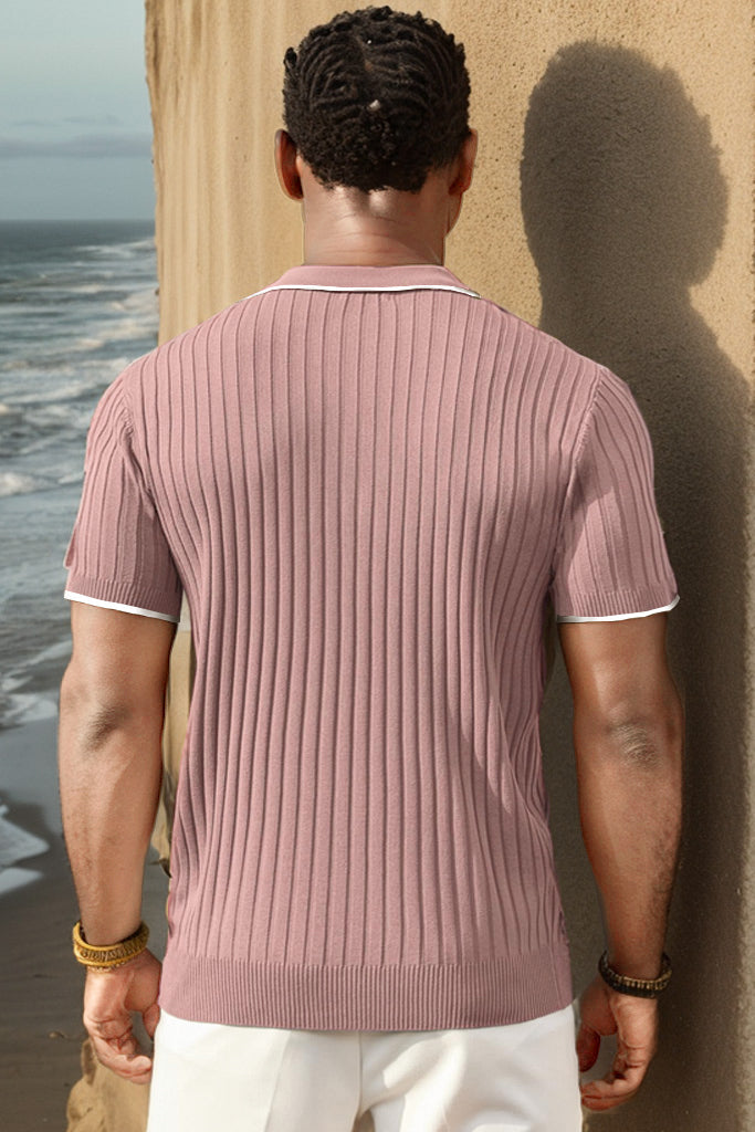 Knit T-Shirt - Collared - Quarter Zip - Polo Shirt - Men's Shirt