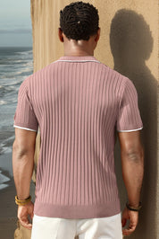 Knit T-Shirt - Collared - Quarter Zip - Polo Shirt - Men's Shirt