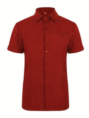 Short Sleeve Shirt - Men's Lightweight Collared Button-Up Shirt