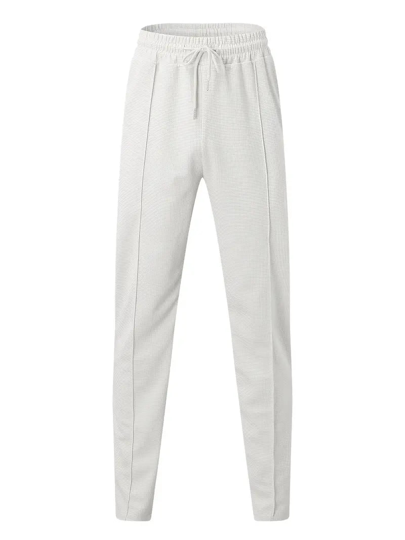 Men's Trousers - Elastic Waist - Drawstring - Slim Fit Joggers - Waffle Pants