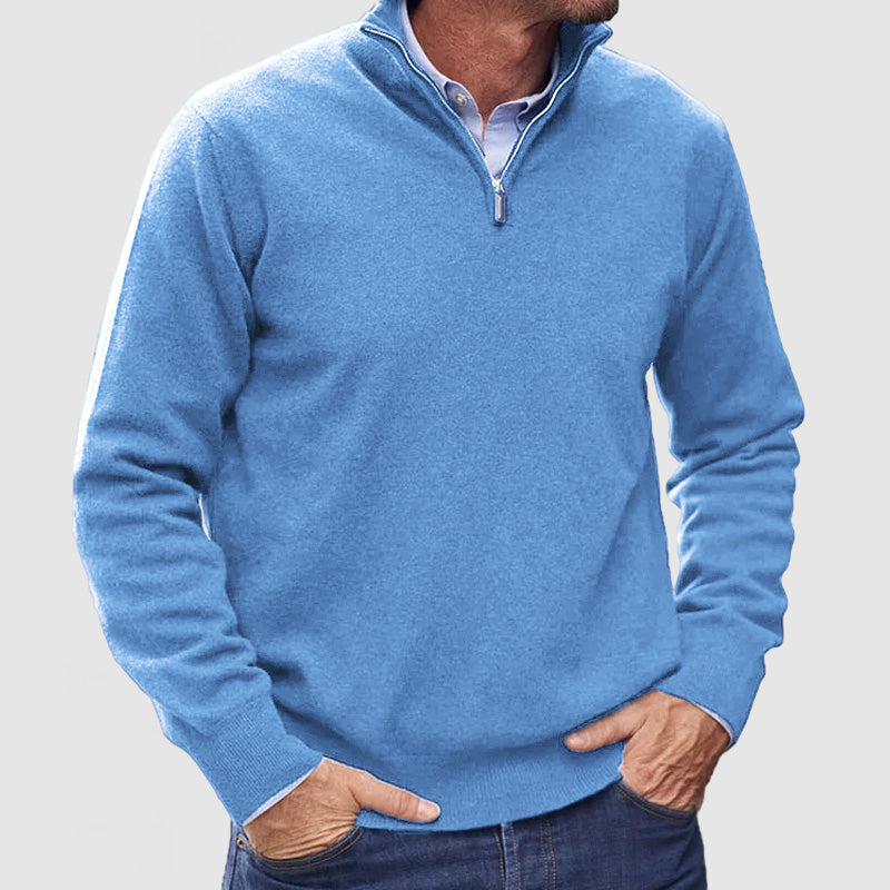 Quarter-Zip Jumper - Men's Casual Half-Zip Pullover Sweater