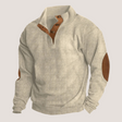 Pullover Sweater | Elbow Patches | Quarter Button-Up | Ribbed Sweater | Men's Clothing