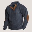 Pullover Sweater | Elbow Patches | Quarter Button-Up | Ribbed Sweater | Men's Clothing