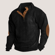 Pullover Sweater | Elbow Patches | Quarter Button-Up | Ribbed Sweater | Men's Clothing
