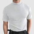 High Neck T-Shirt - Men's Plain Slim Fit Turtleneck T-Shirt