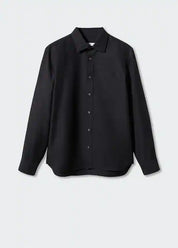 Linen Shirt - Men's Loose Fit Long Sleeve Button-Up Shirt