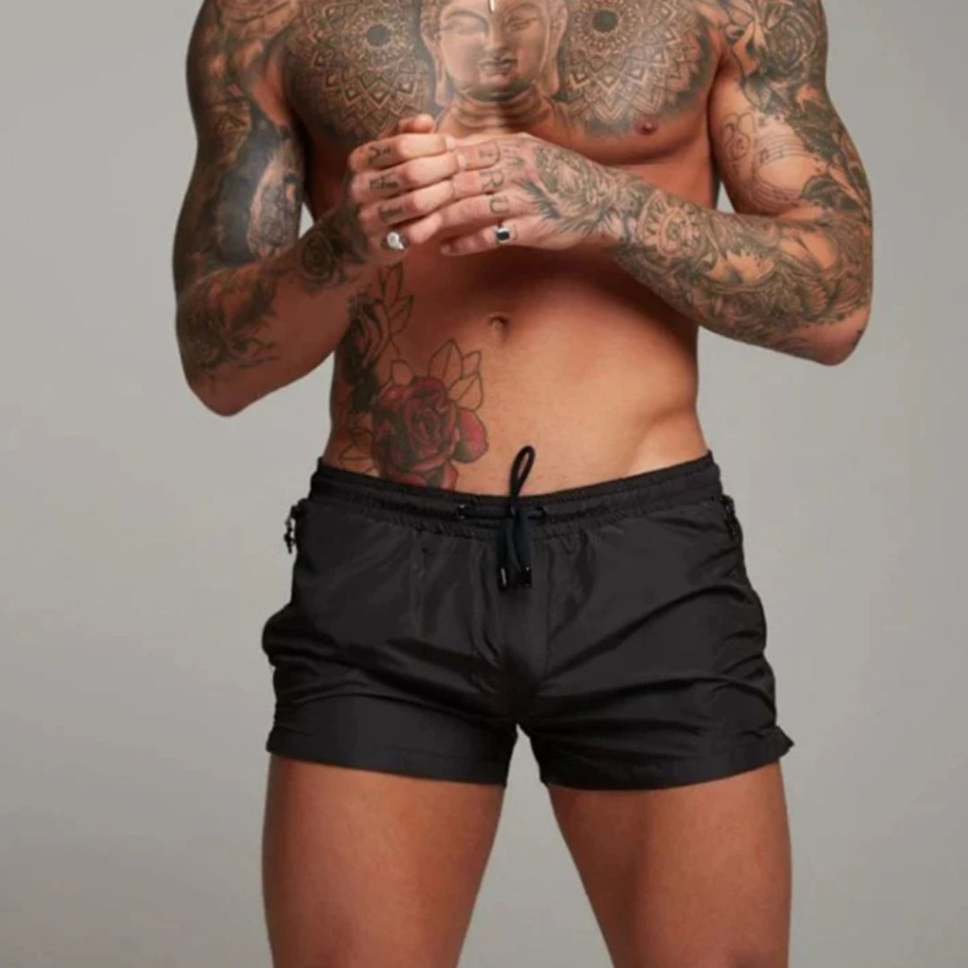 Swim Trunks - Elastic Waist - Drawstring - Swim Shorts - Men's Swimwear