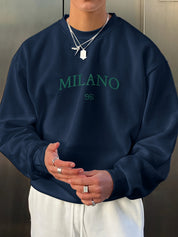 Men's Sweatshirt - Round Neck - Print - Oversized Sweatshirt - Oversized Pullover