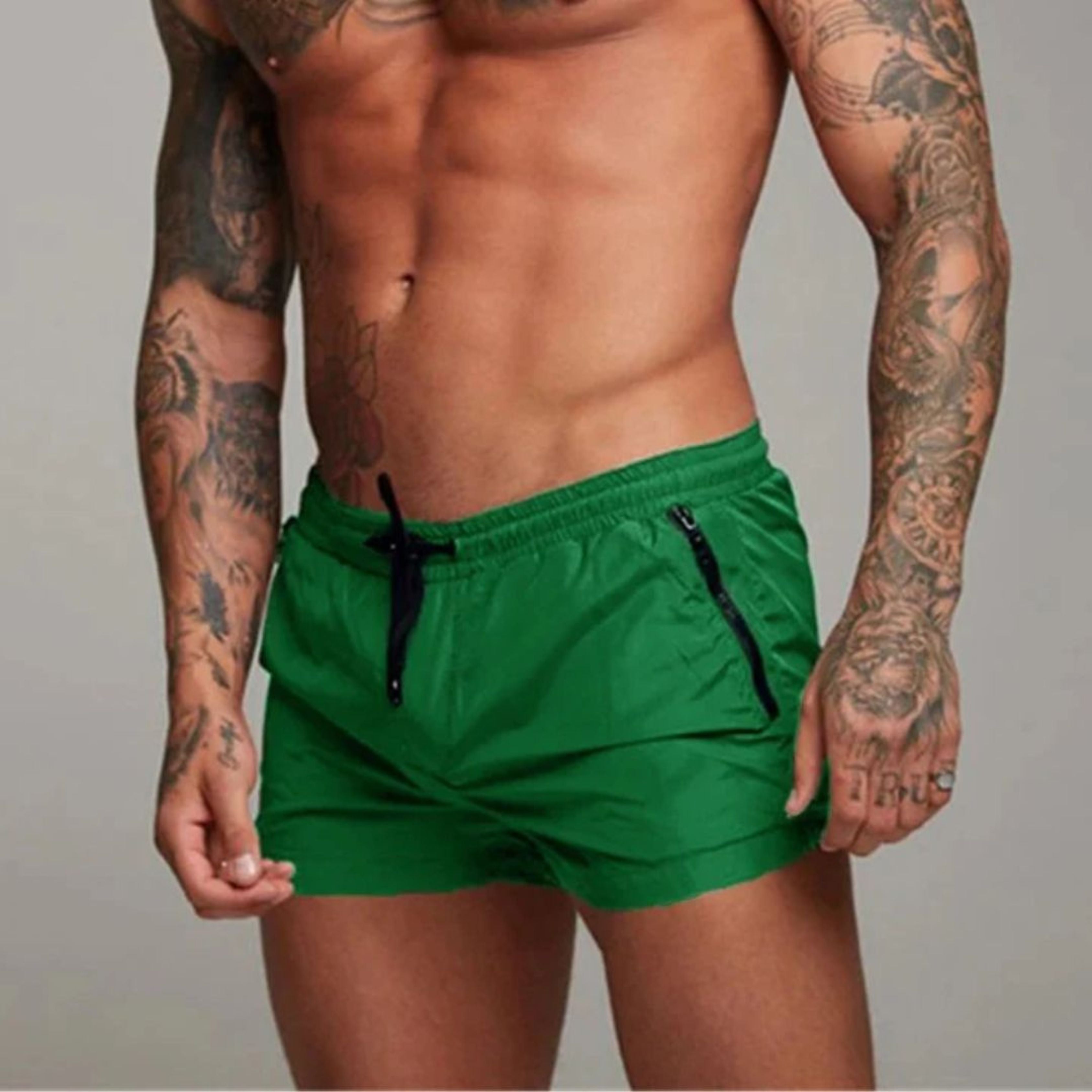 Swim Trunks - Elastic Waist - Drawstring - Swim Shorts - Men's Swimwear
